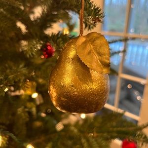 Gold foiled pear ornament Bundle of 3